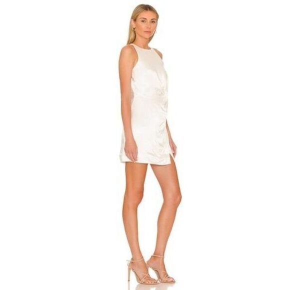 NWT For Love & Lemons Lucy White Satin Mini Dress Size Large - Picture 2 of 4